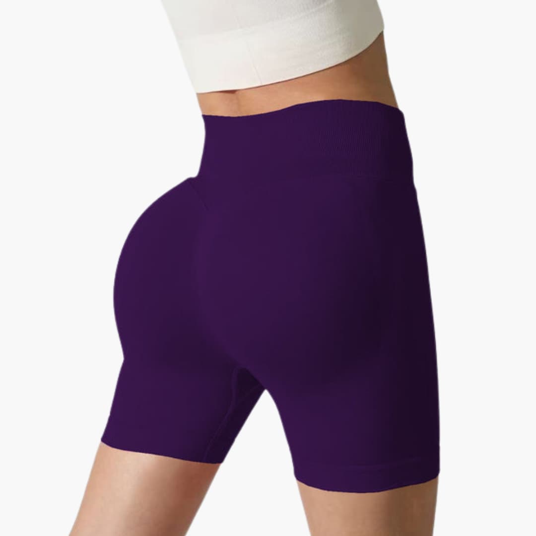 Short de desporto feminino de cintura alta com corte ajustado