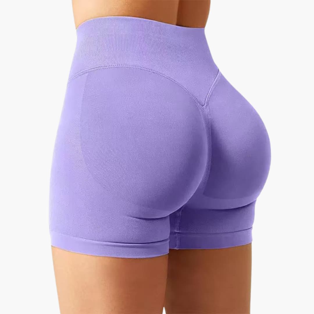 Short de desporto feminino de cintura alta com corte ajustado