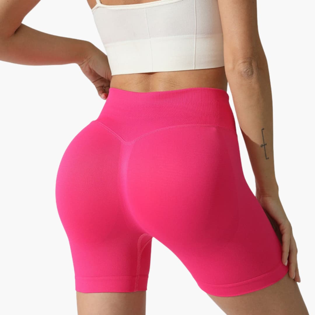Short de desporto feminino de cintura alta com corte ajustado