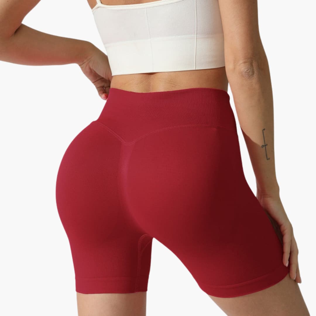 Short de desporto feminino de cintura alta com corte ajustado