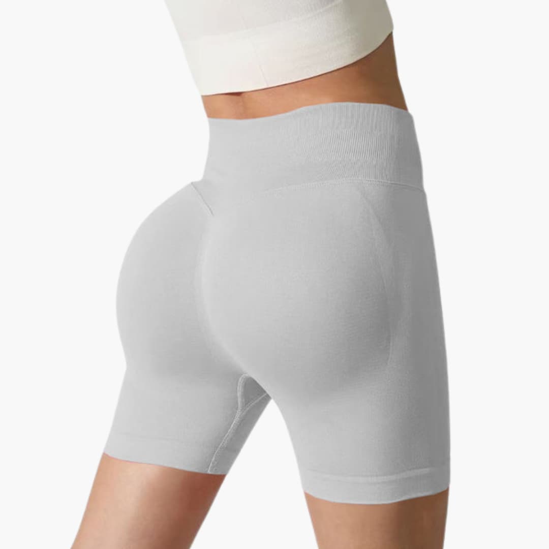 Short de desporto feminino de cintura alta com corte ajustado