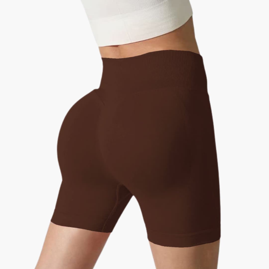Short de desporto feminino de cintura alta com corte ajustado