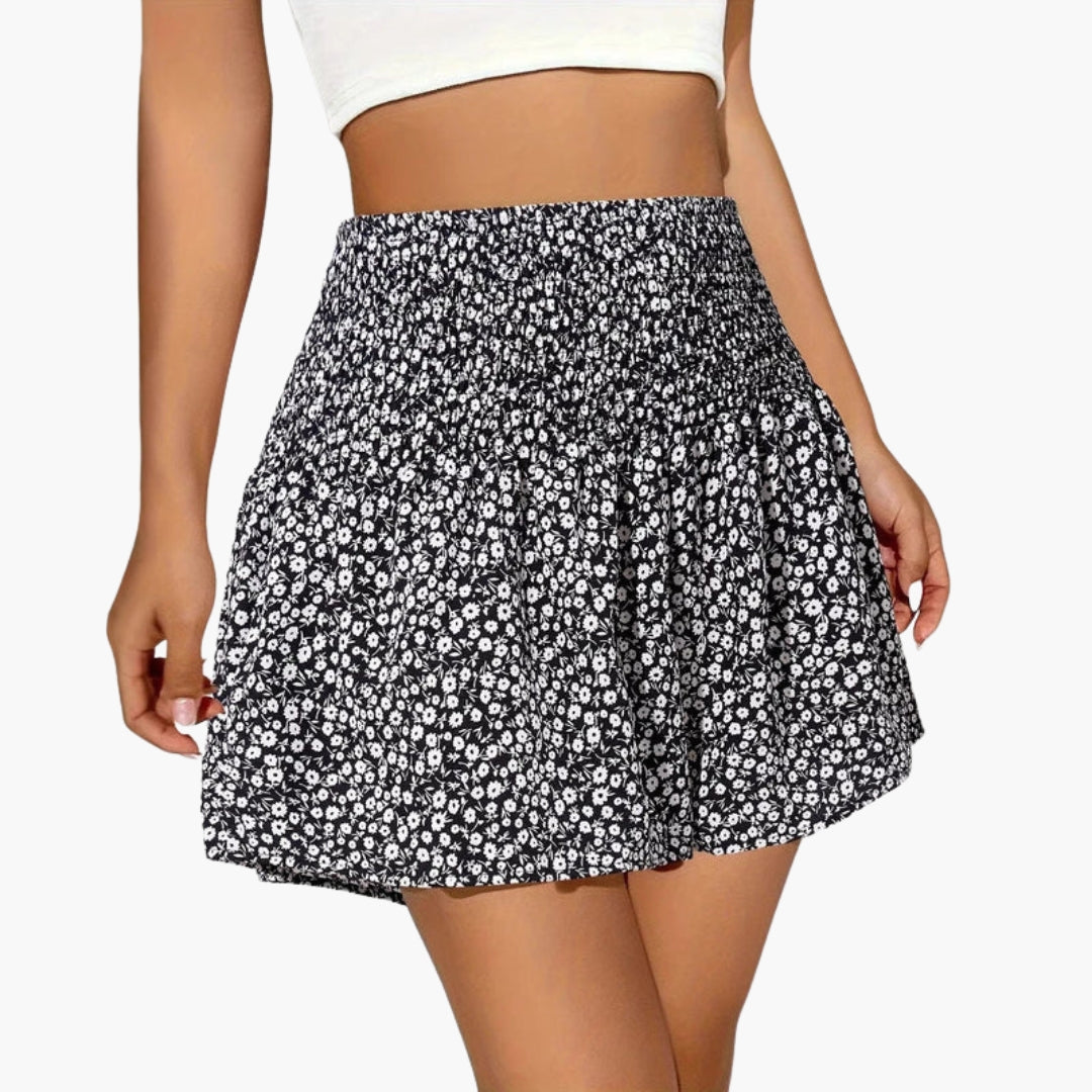 Calção feminino com cintura elástica e estampado floral