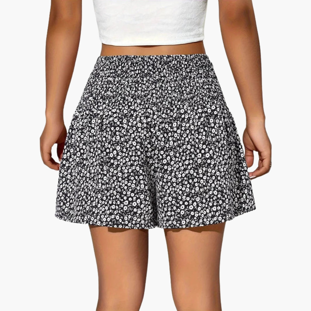 Calção feminino com cintura elástica e estampado floral