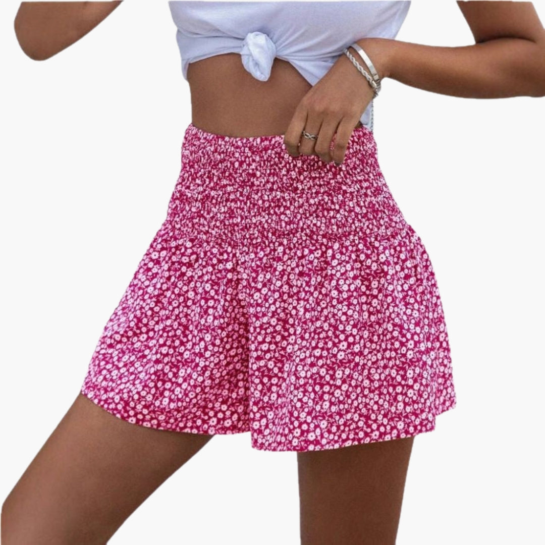 Calção feminino com cintura elástica e estampado floral