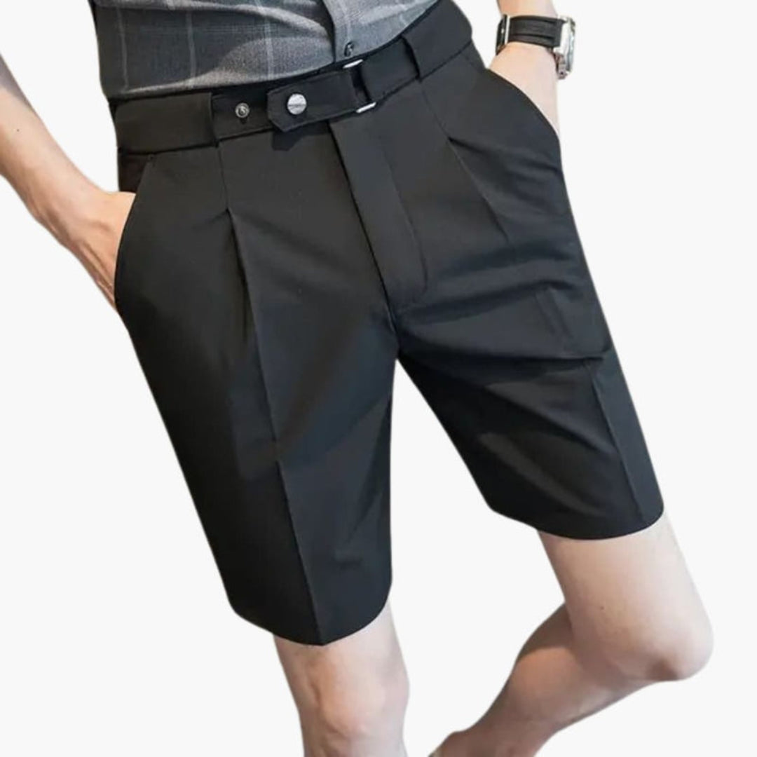 Short homme à plis avec passants de ceinture