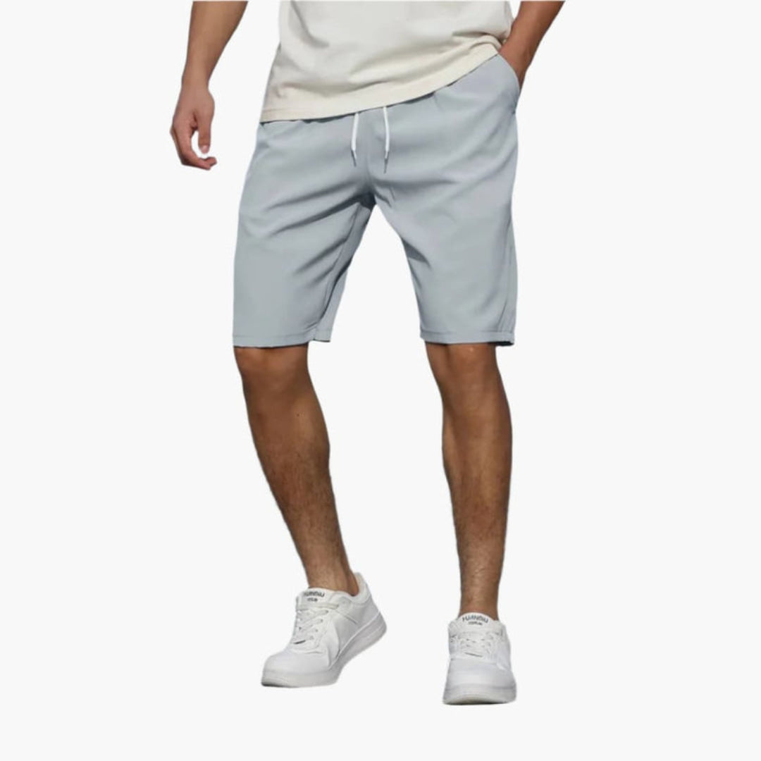 Kurze Herrenhose mit Kordelzug und einfarbiger Oberfläche
