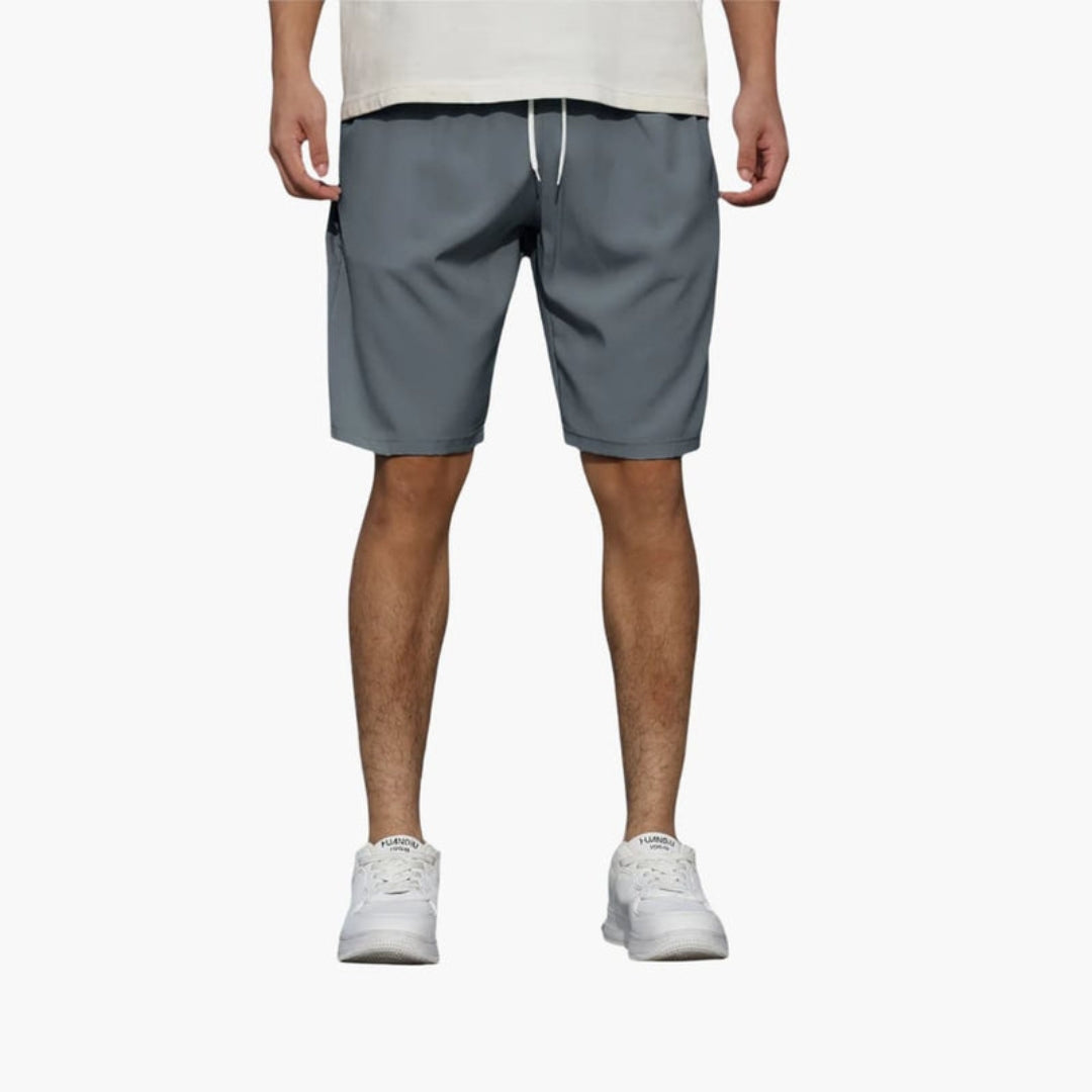 Kurze Herrenhose mit Kordelzug und einfarbiger Oberfläche