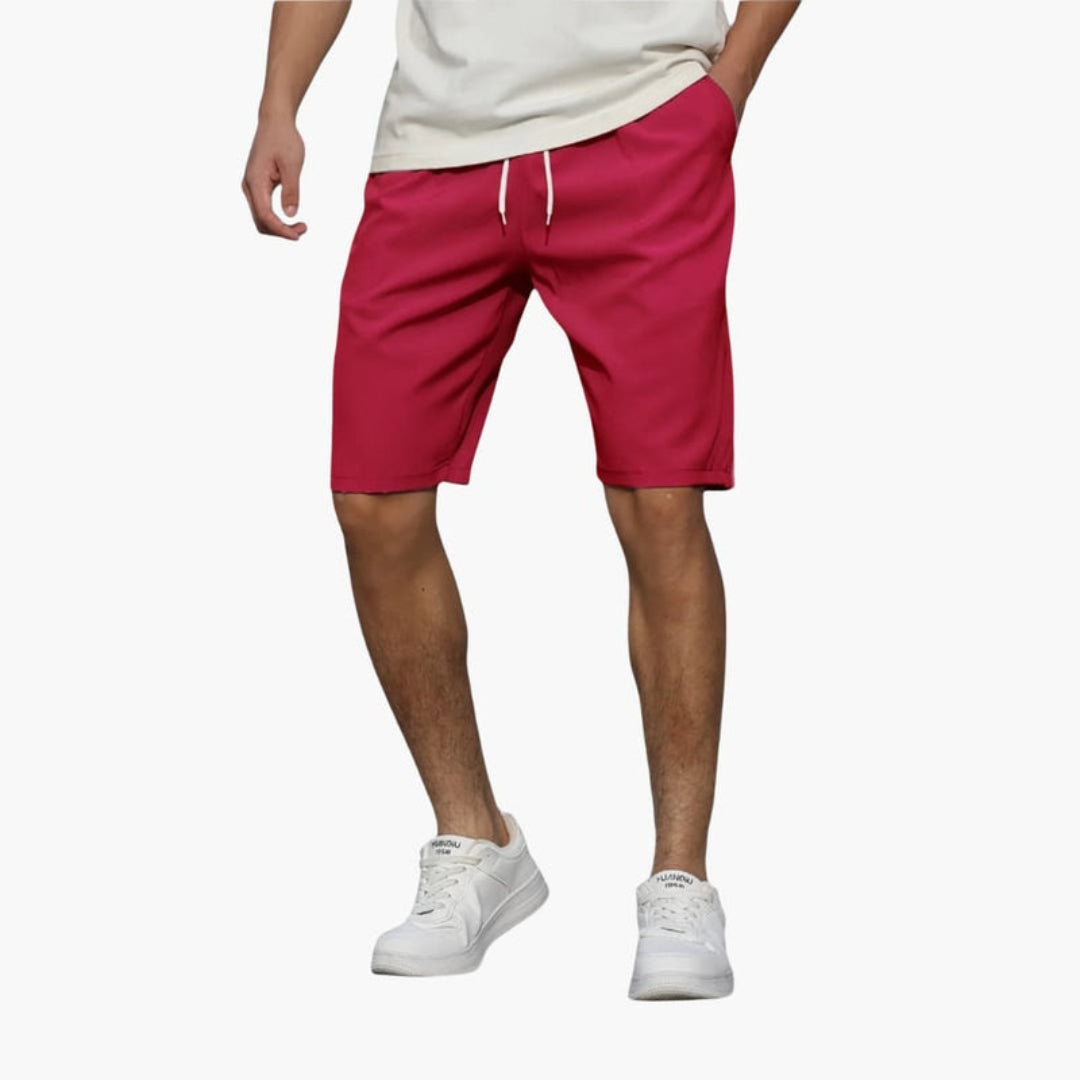 Kurze Herrenhose mit Kordelzug und einfarbiger Oberfläche