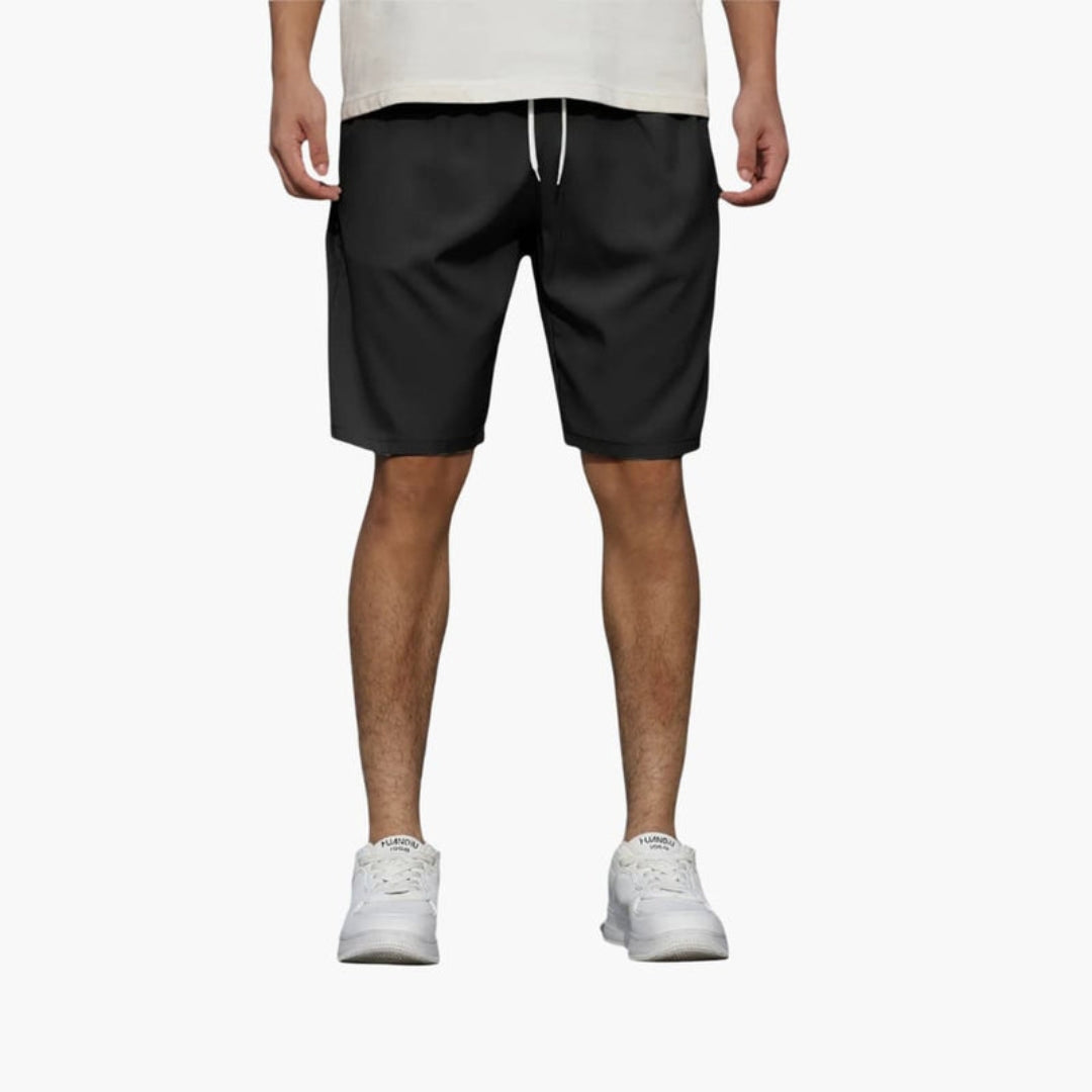 Kurze Herrenhose mit Kordelzug und einfarbiger Oberfläche