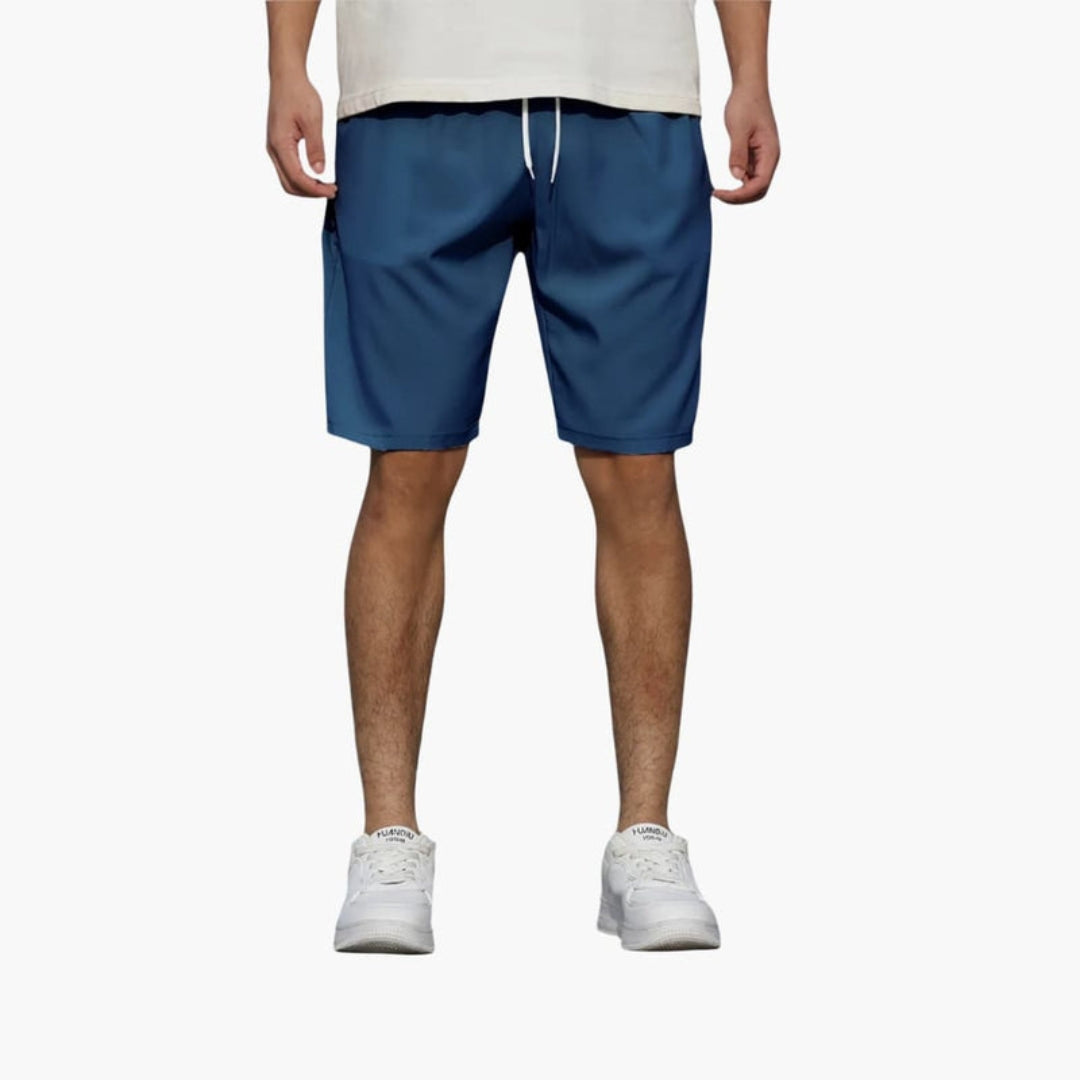 Kurze Herrenhose mit Kordelzug und einfarbiger Oberfläche