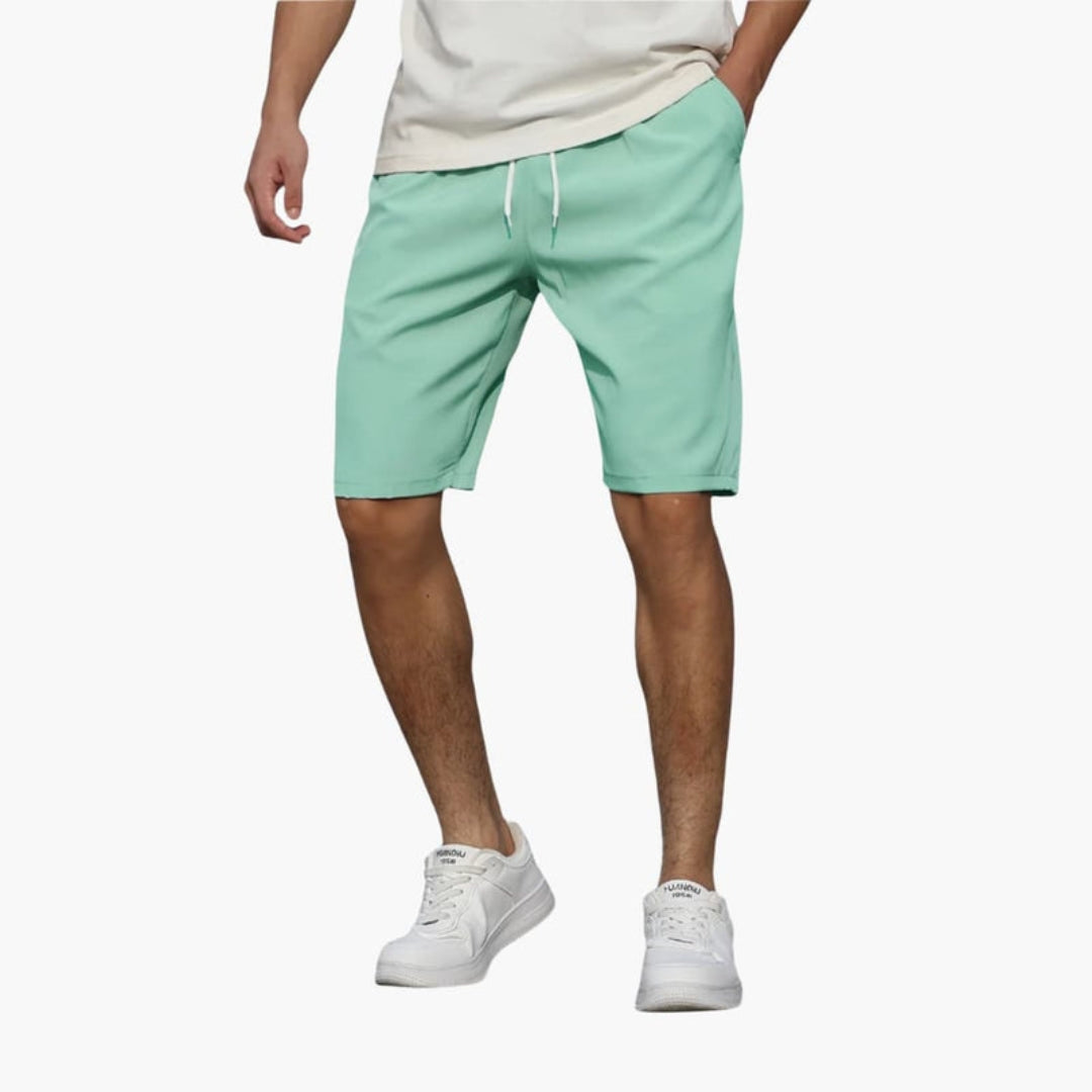 Kurze Herrenhose mit Kordelzug und einfarbiger Oberfläche