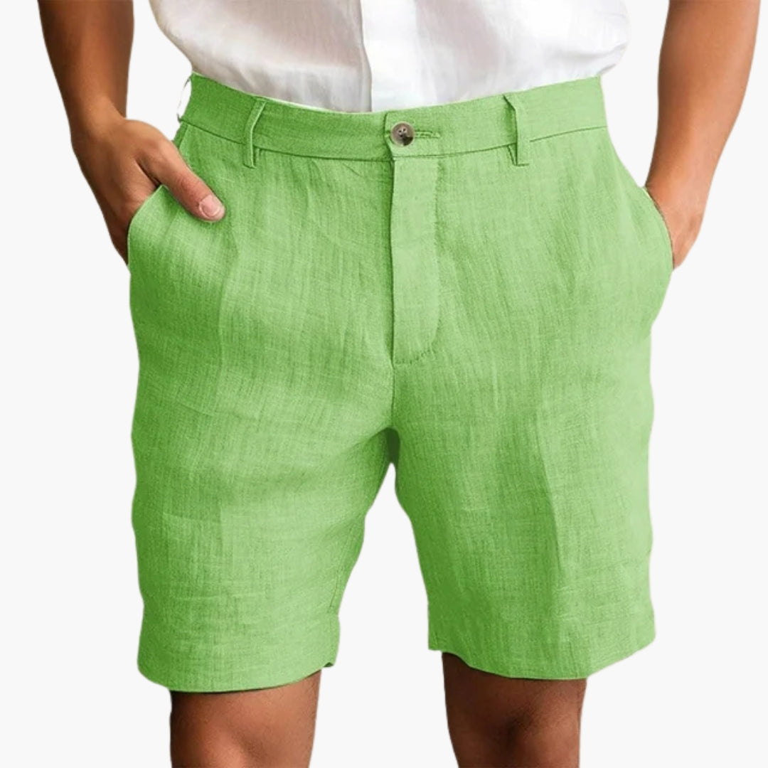 Short homme avec fermeture bouton et ourlet retroussé