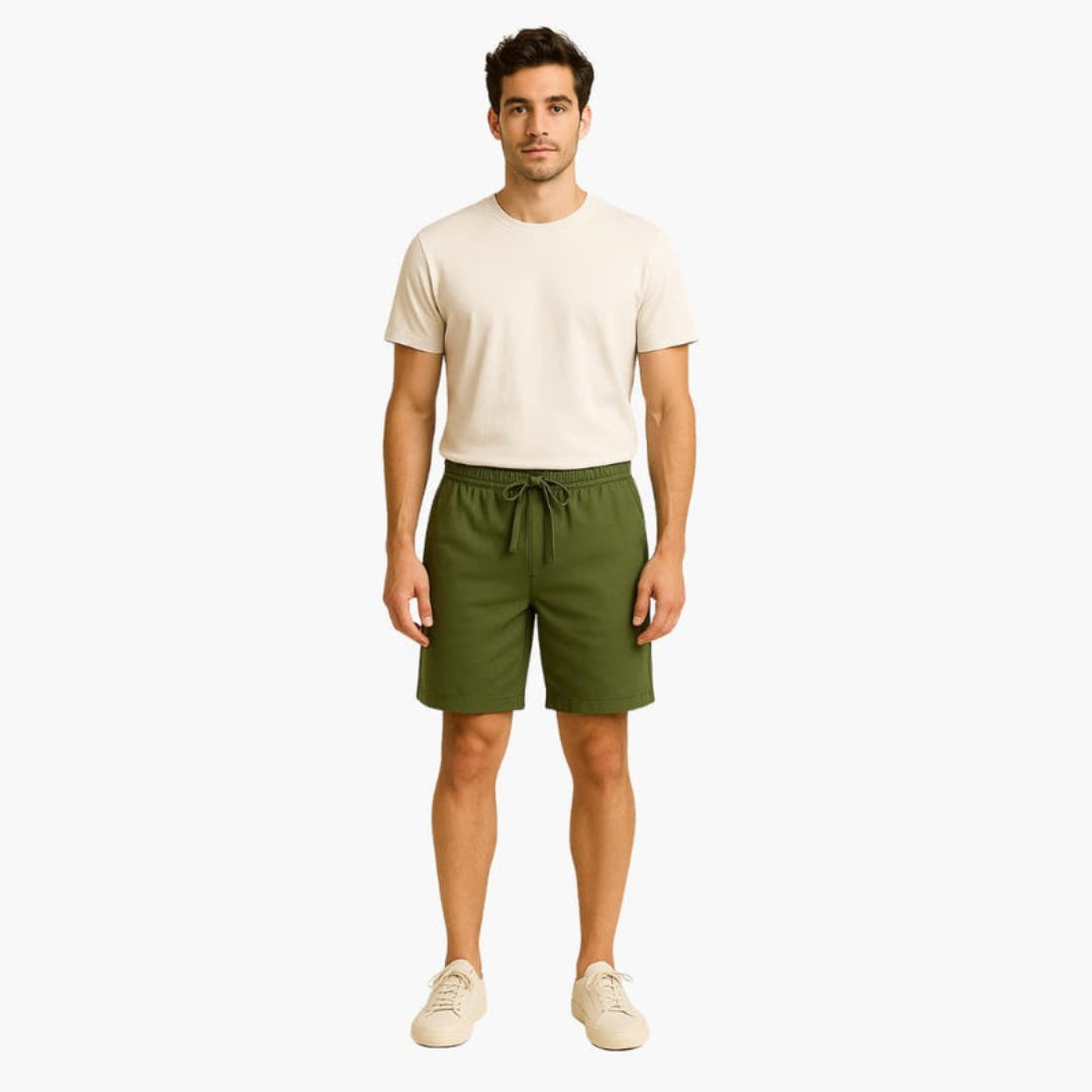 Short homme avec surface unie et taille à cordon