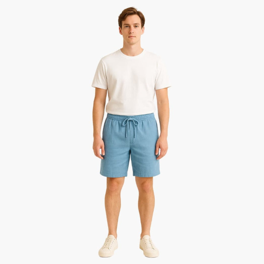 Short homme avec surface unie et taille à cordon