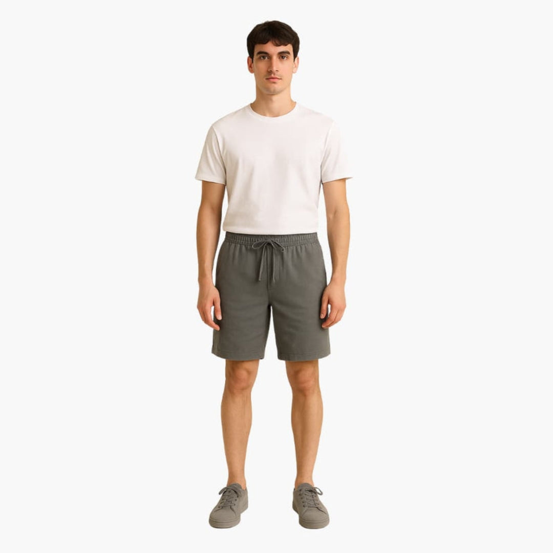 Short homme avec surface unie et taille à cordon