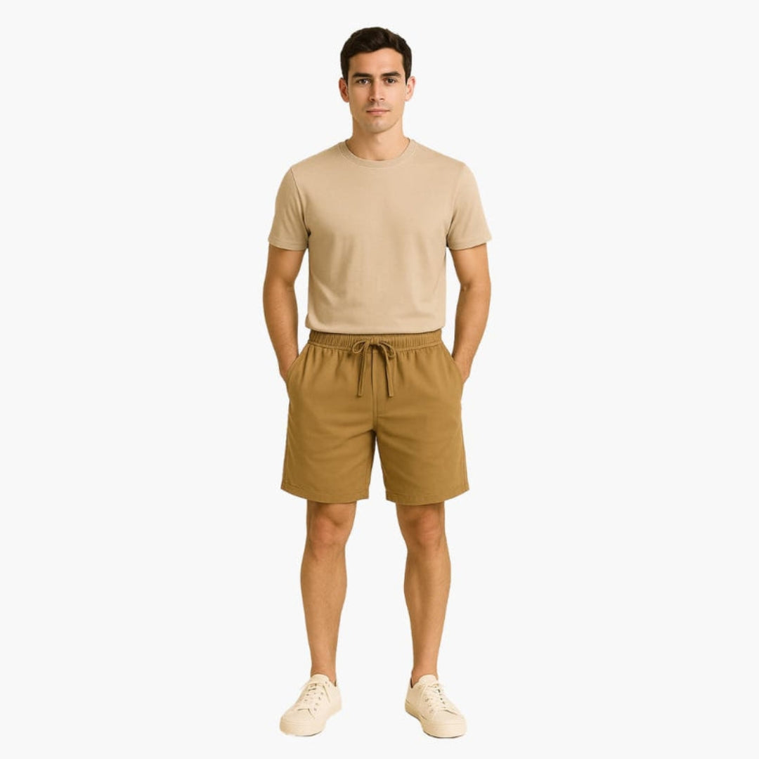 Short homme avec surface unie et taille à cordon