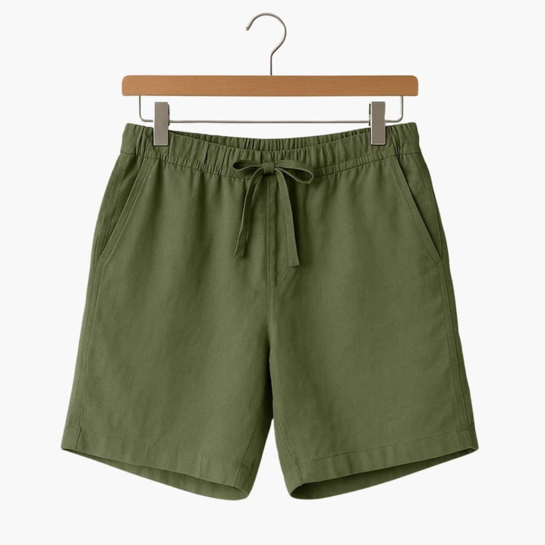 Short homme avec surface unie et taille à cordon