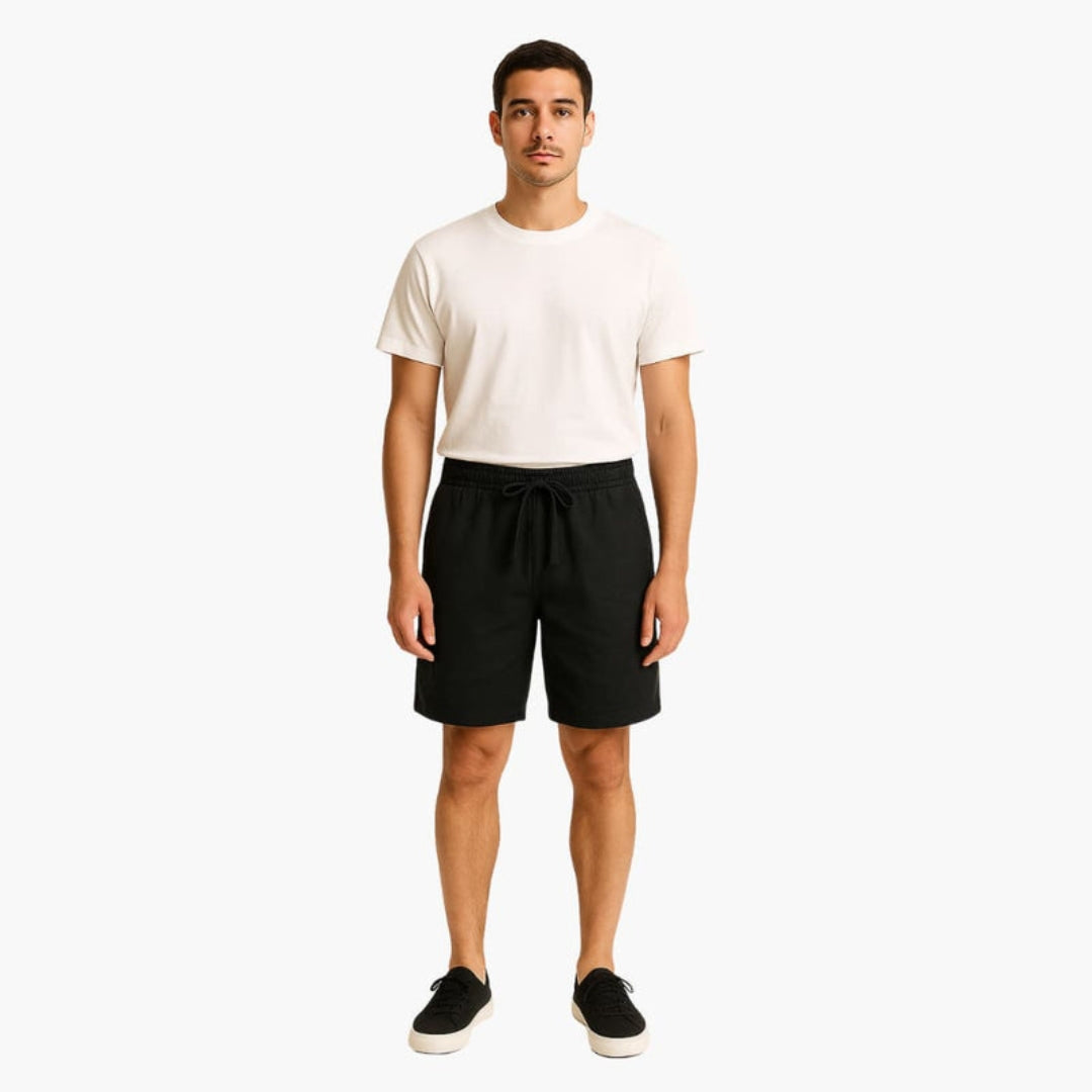 Short homme avec surface unie et taille à cordon