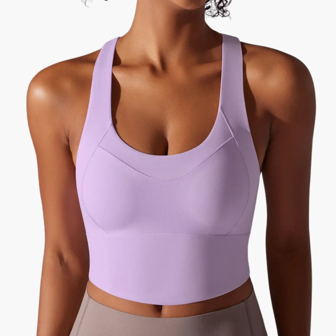 Reggiseno da yoga donna con schiena incrociata e taglio corto