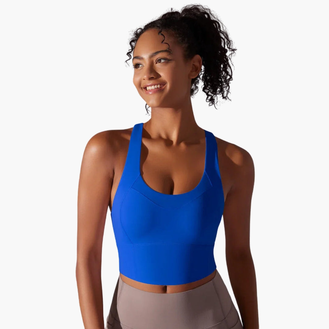 Reggiseno da yoga donna con schiena incrociata e taglio corto