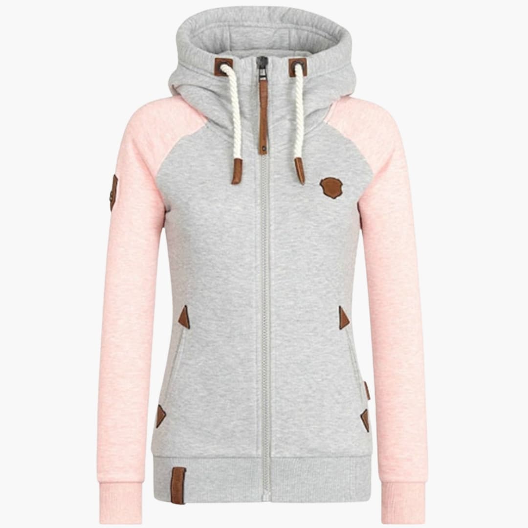 Women's hoodie with zipper closure and long sleeves