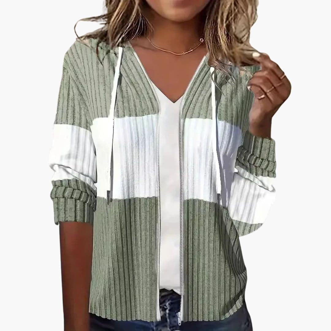 Sweat à capuche femme zippé avec surface côtelée