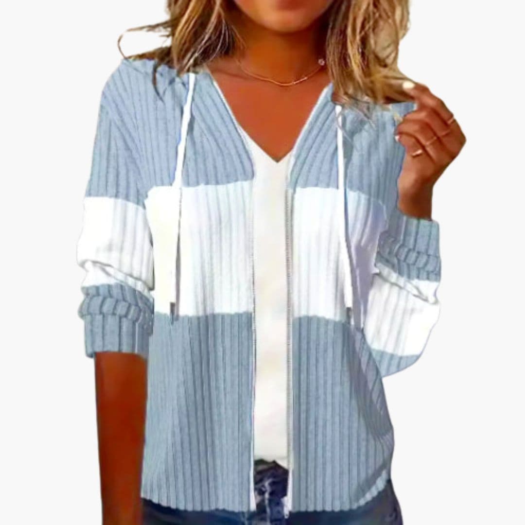 Sweat à capuche femme zippé avec surface côtelée