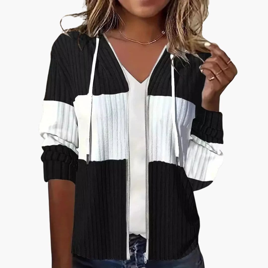 Sweat à capuche femme zippé avec surface côtelée
