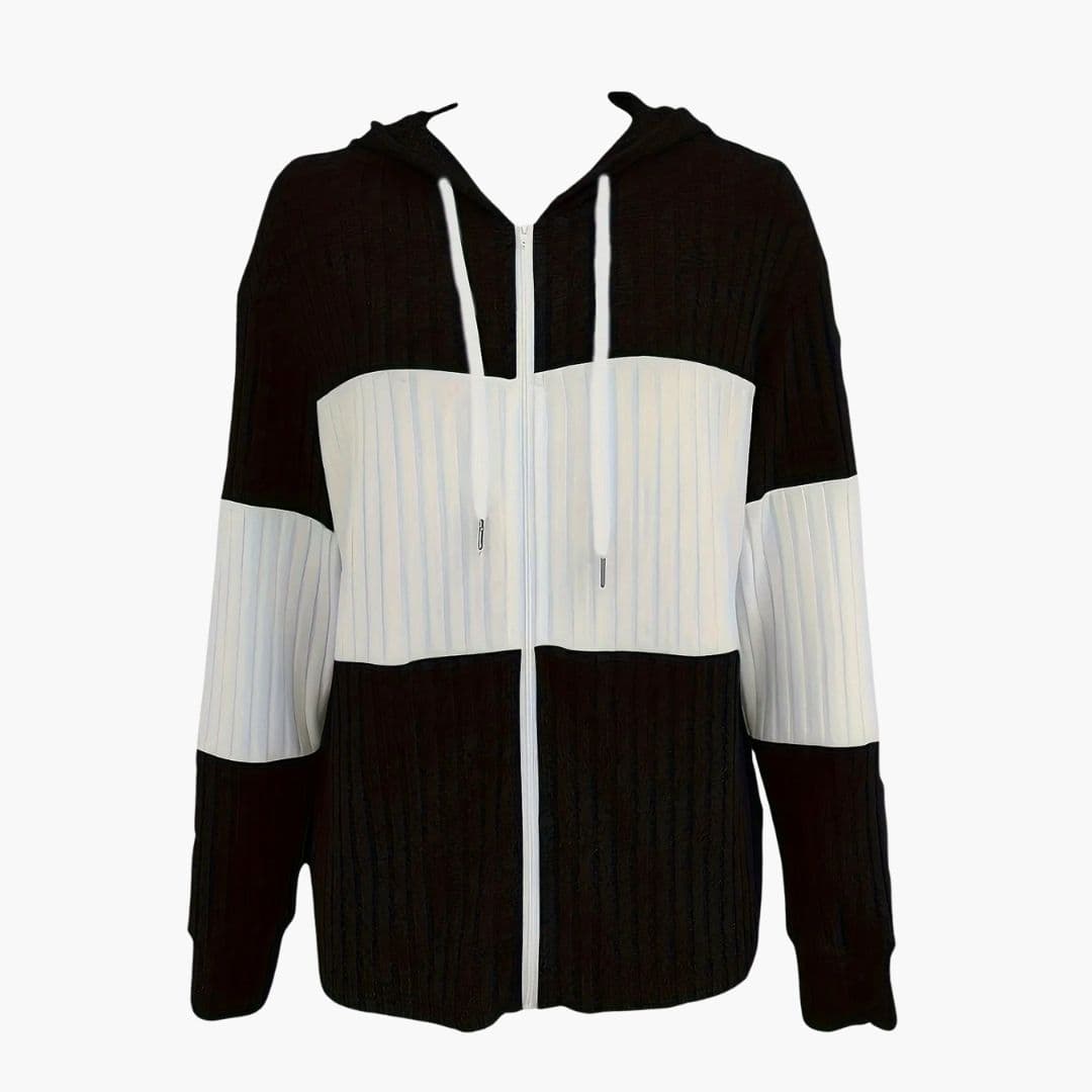 Sweat à capuche femme zippé avec surface côtelée