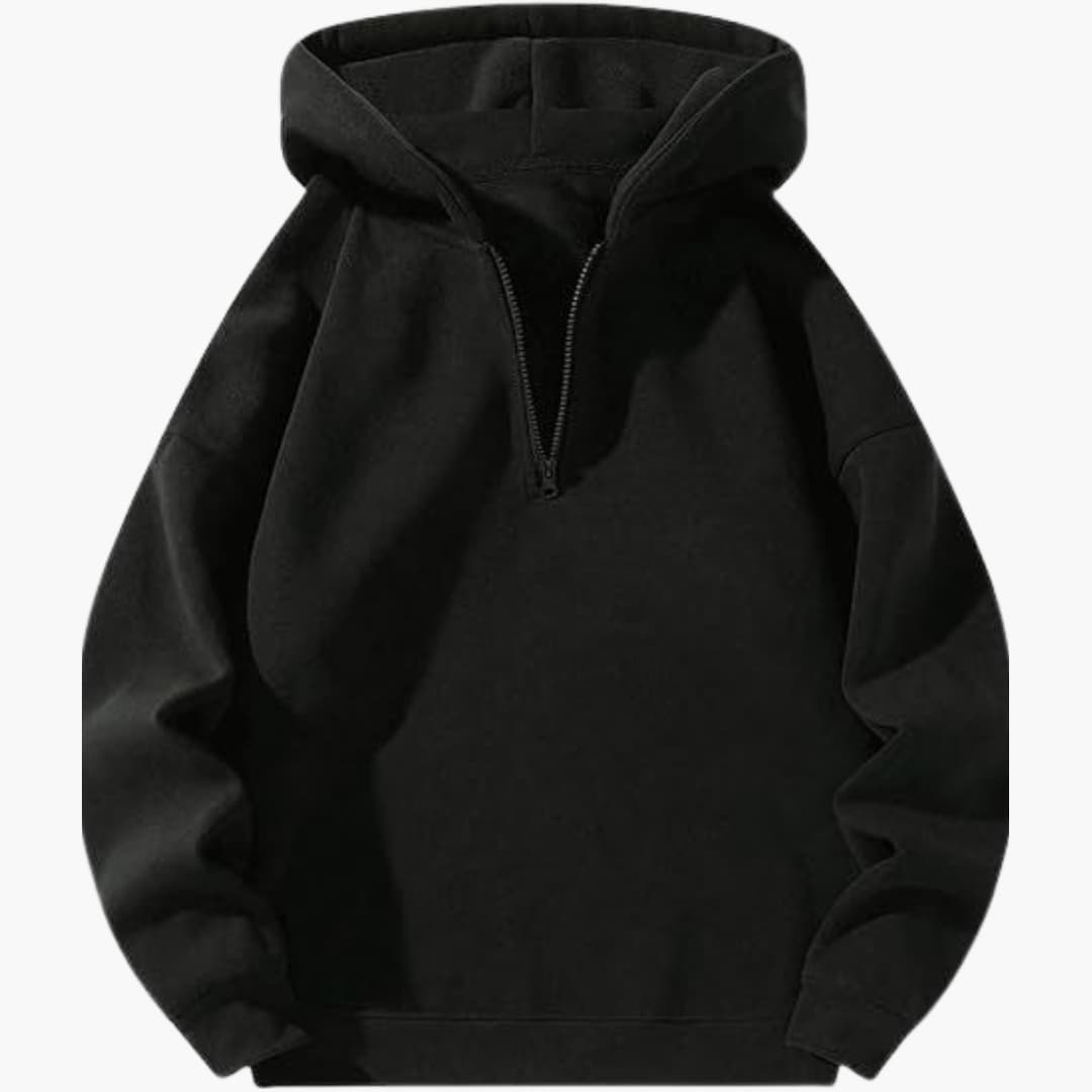 Sweat à capuche homme à demi-zip