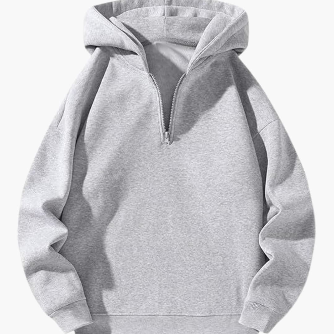 Sweat à capuche homme à demi-zip