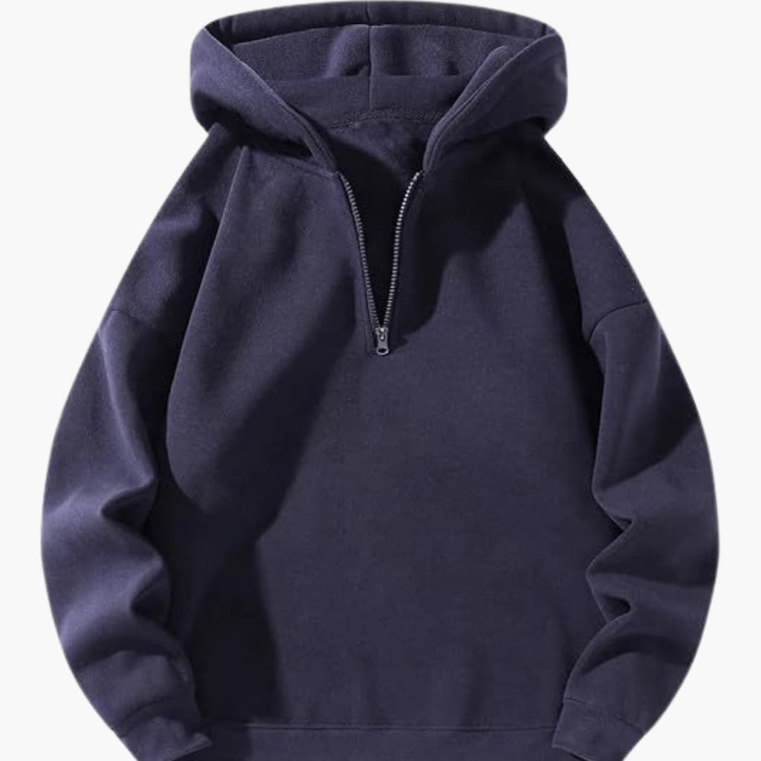 Sweat à capuche homme à demi-zip