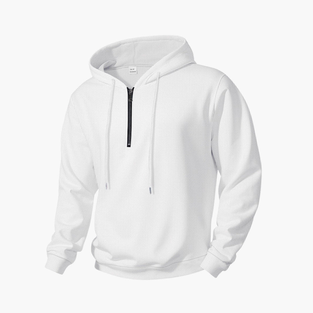 Men's hoodie with half zipper closure
