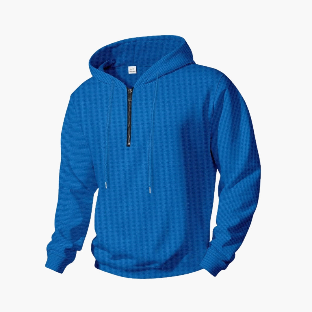 Men's hoodie with half zipper closure
