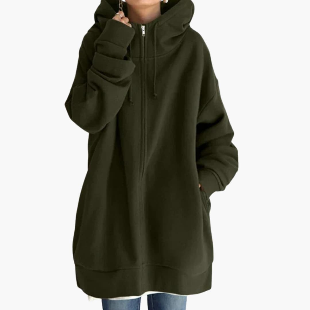 Oversized women's hoodie with fluid cut and modern design