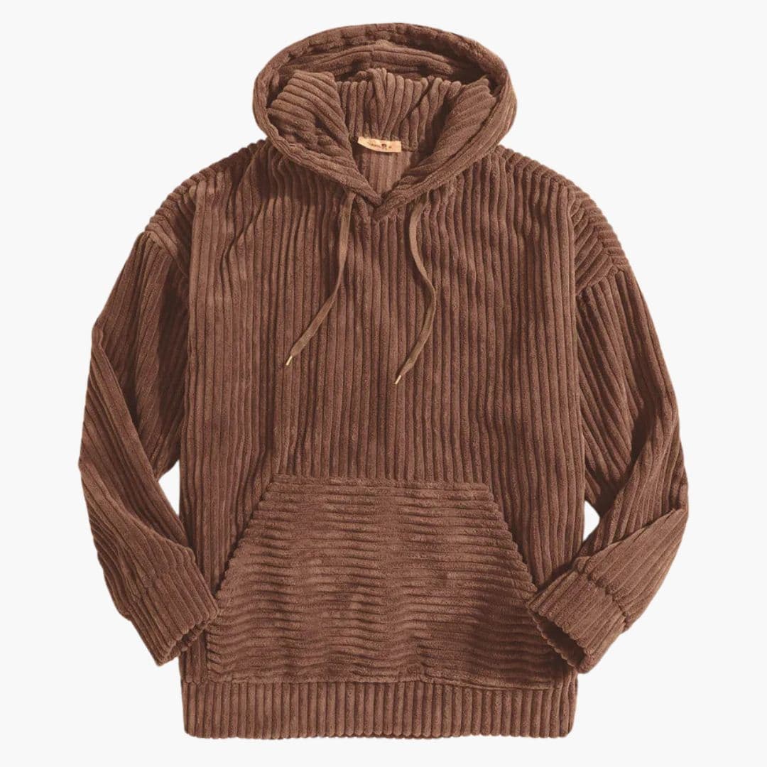 Sweat à capuche unisexe en velours côtelé avec cordon