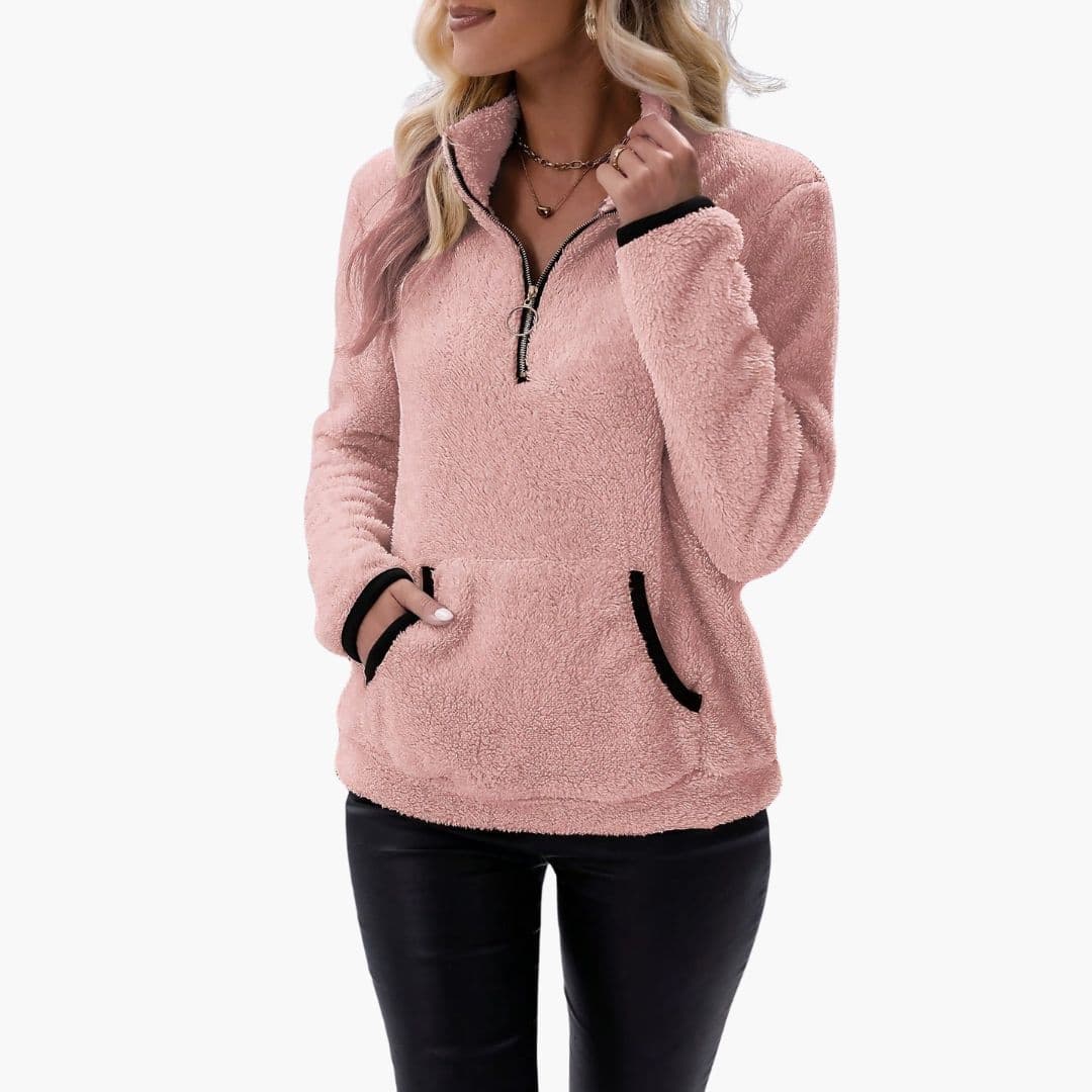 Sweat polaire femme à col montant zippé