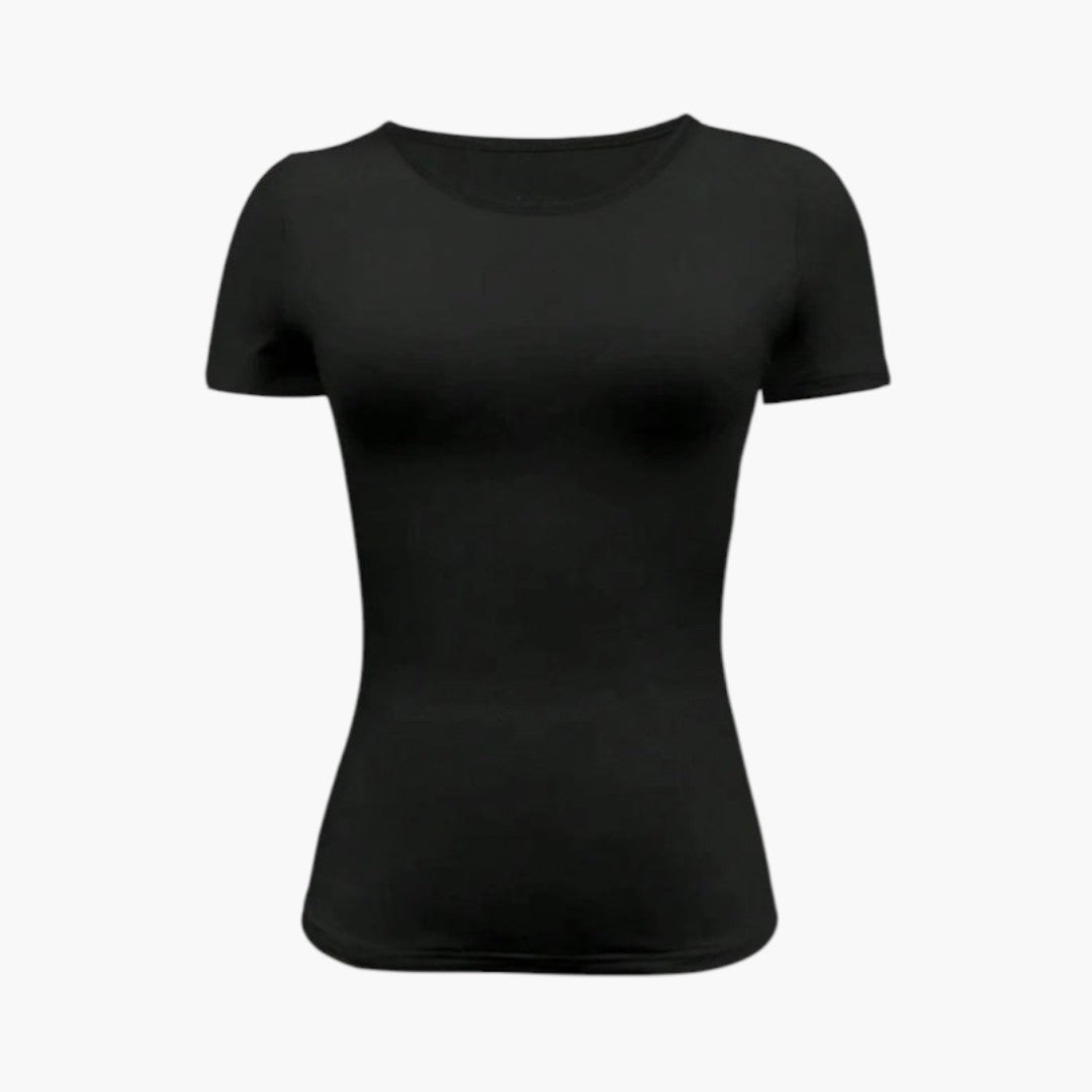 T shirt Femme avec Col Rond et Ourlet Droit