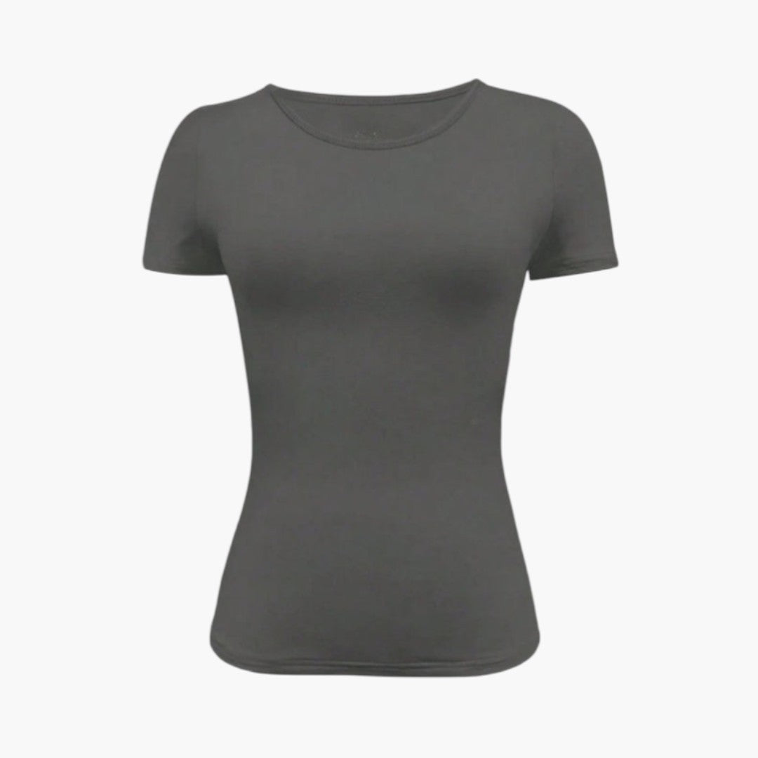 T shirt Femme avec Col Rond et Ourlet Droit