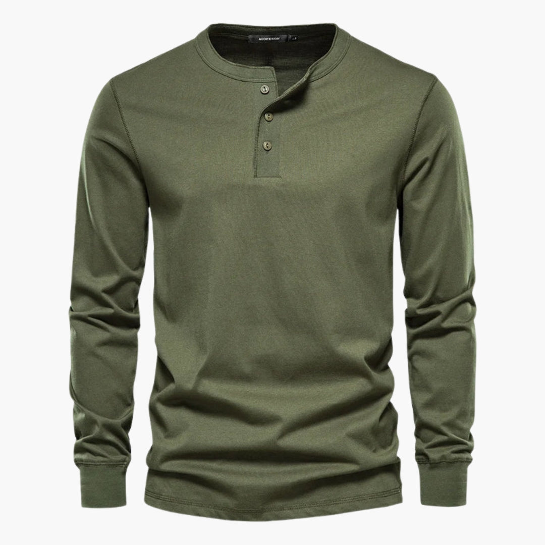 T-shirt Henley homme à manches longues