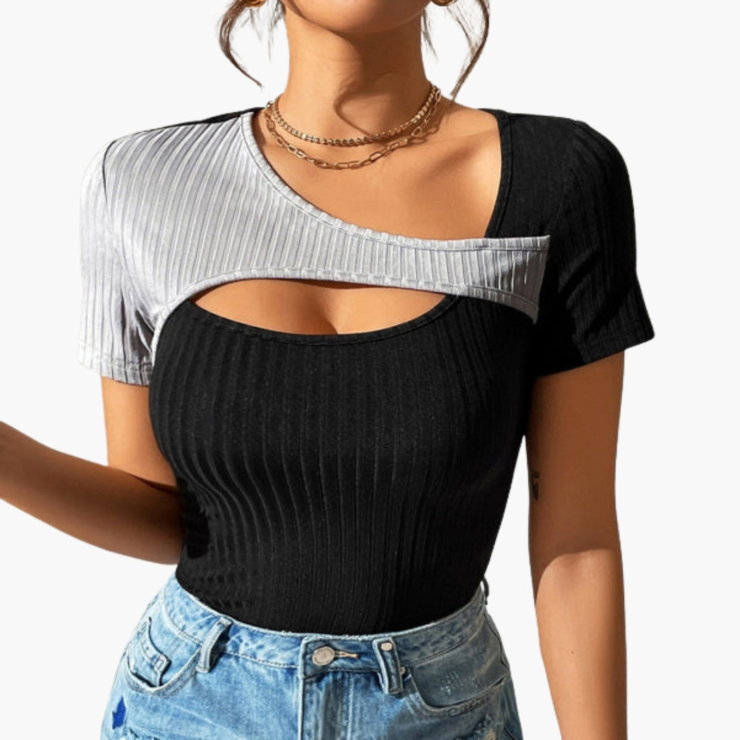 women's shirt with chest cutout