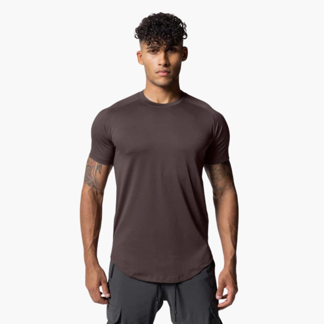 T-shirt homme avec col rond et manches raglan