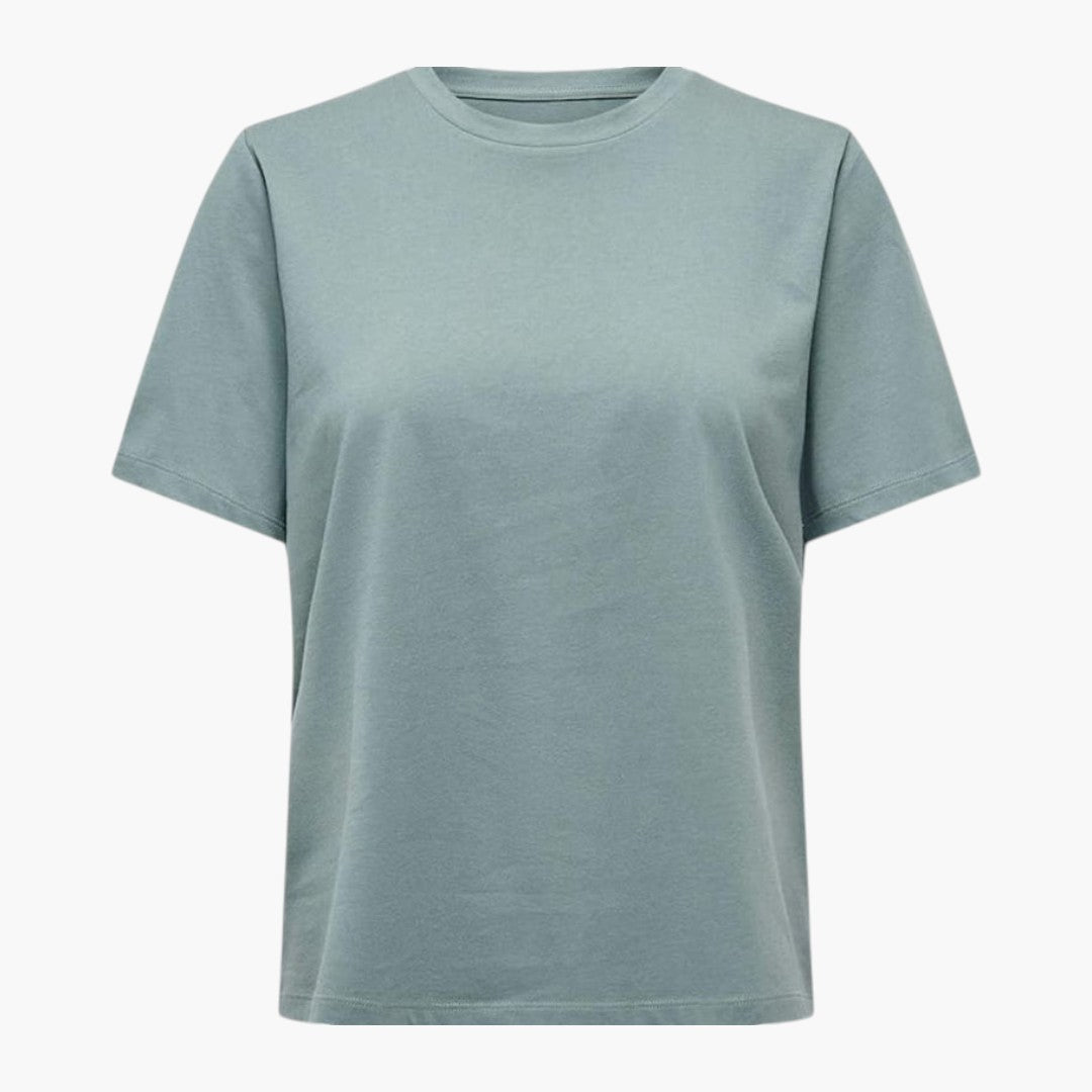 T-shirt Mulher com Decote Redondo e Mangas Curtas
