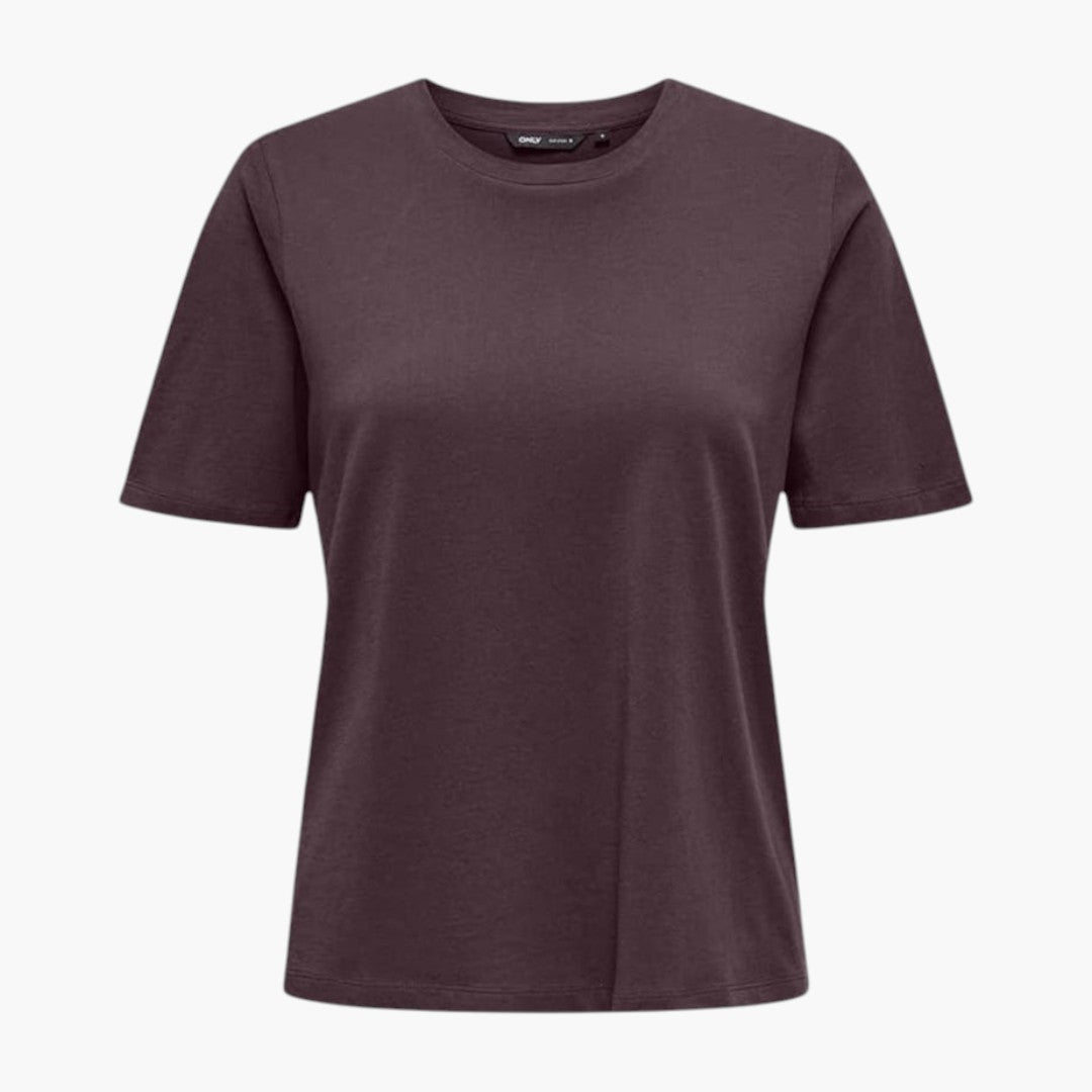T-shirt Mulher com Decote Redondo e Mangas Curtas