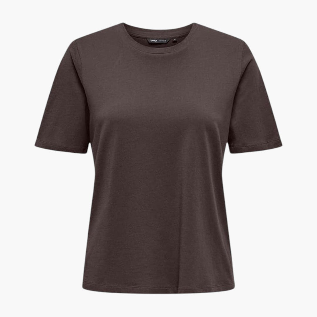 T-shirt Mulher com Decote Redondo e Mangas Curtas