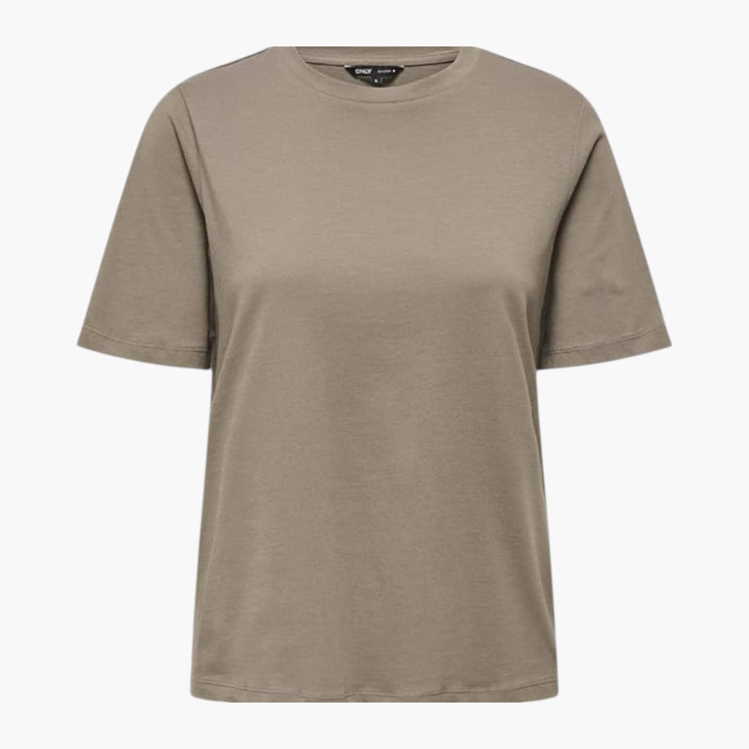T-shirt Mulher com Decote Redondo e Mangas Curtas
