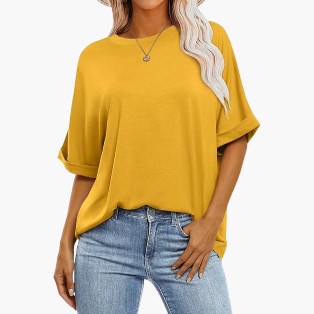 T shirt Femme avec Manches Retroussées