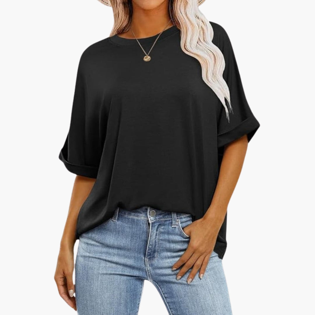 T shirt Femme avec Manches Retroussées