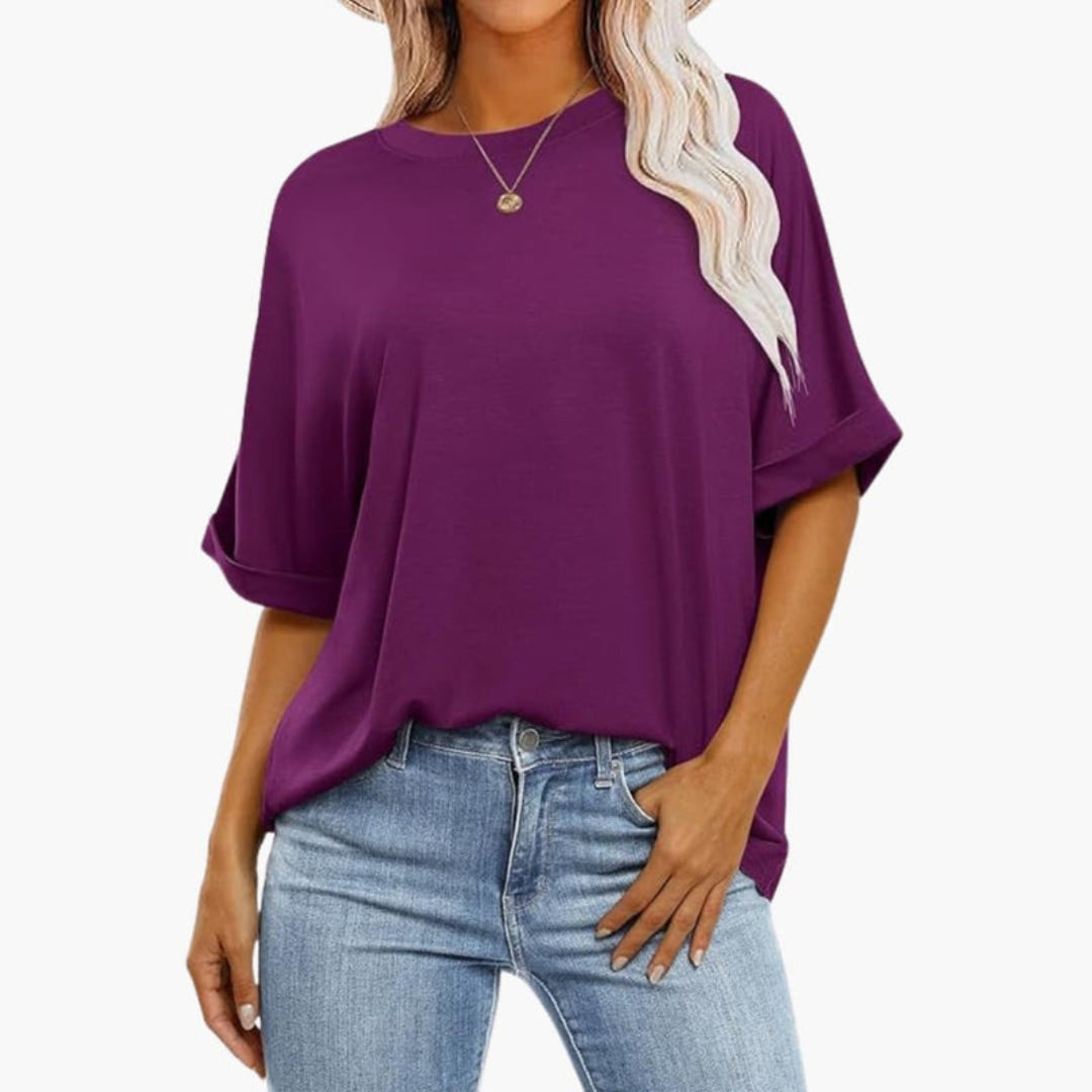 T shirt Femme avec Manches Retroussées